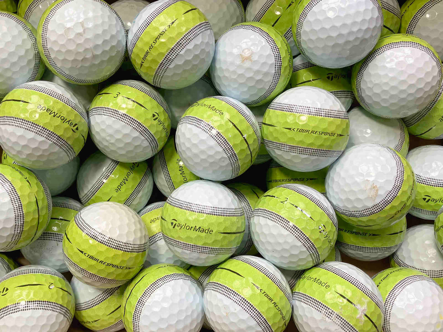 TaylorMade Tour Response Stripe Lemon Lakeballs - gebrauchte Tour Response Stripe Lemon Golfbälle AA/AAA-Qualität