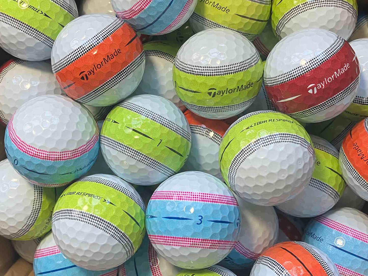 TaylorMade Tour Response Stripe Mix Lakeballs - gebrauchte Tour Response Stripe Mix Golfbälle AAAA-Qualität