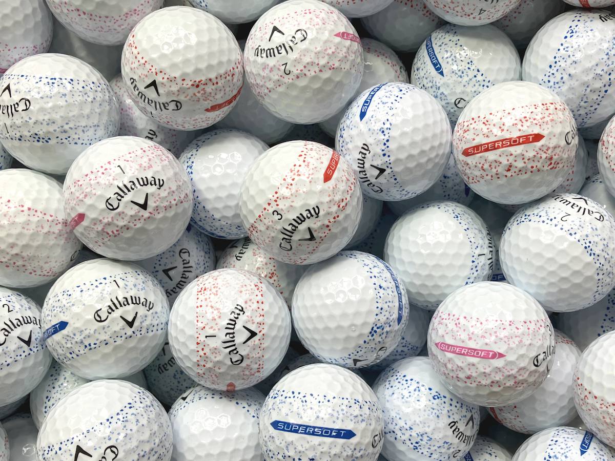 Callaway Supersoft Splatter 360 Bunt Lakeballs - gebrauchte Supersoft Splatter 360 Bunt  Golfbälle AAAA-Qualität