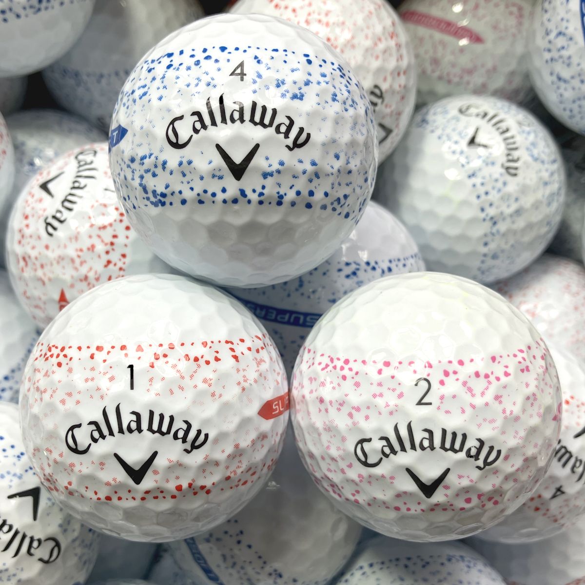 Callaway Supersoft Splatter 360 Bunt  Lakeballs - gebrauchte Supersoft Splatter 360 Bunt Golfbälle AAAA-Qualität