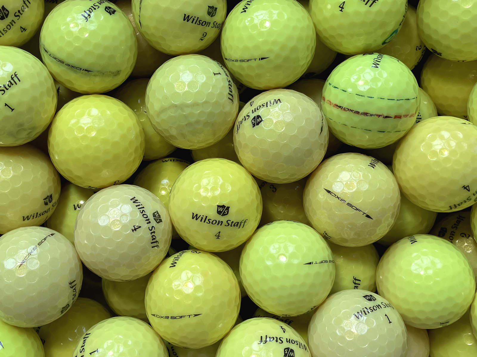 Wilson Staff Dx2 Soft Gelb Lakeballs - gebrauchte Staff Dx2 Soft Gelb Golfbälle AA/AAA-Qualität